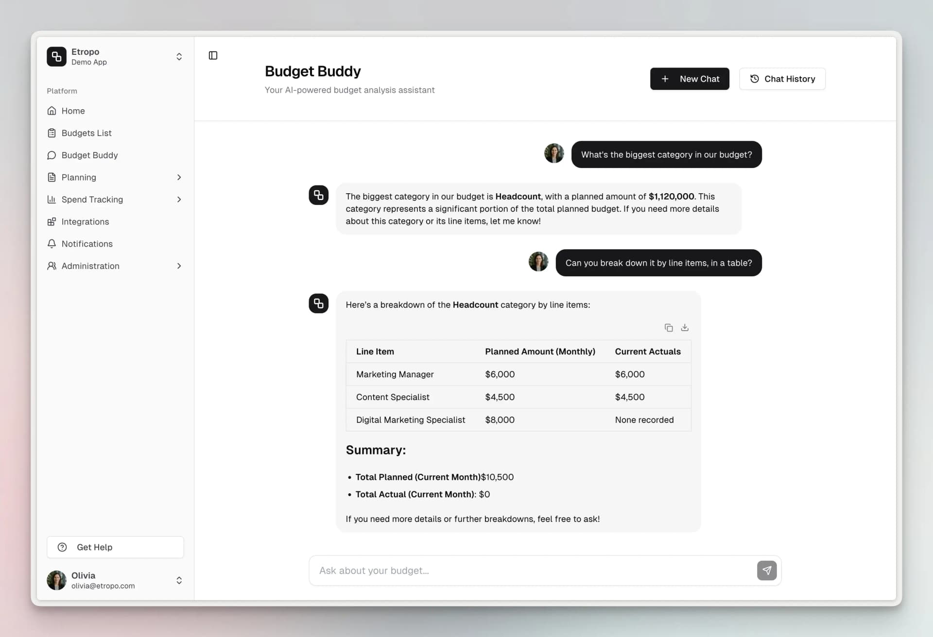 Budget Buddy: Your AI Budget Assistant – Etropo changelog 31 August 2025